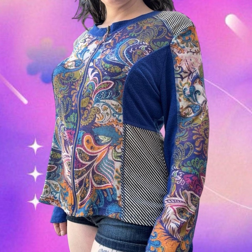 vintage 90s patchwork zip up jacket - mirror image, fits like md. light wear!